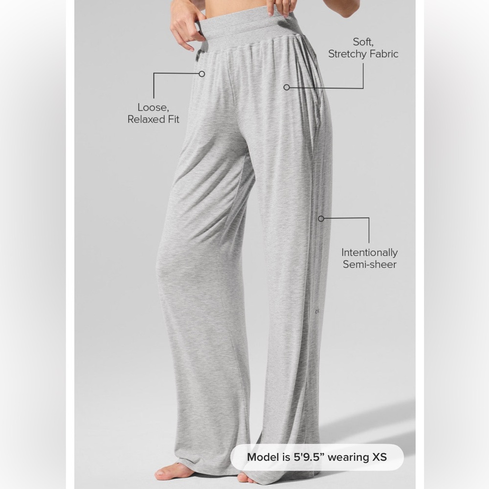ALO Yoga Wide Leg Lounge Pants in Light Gray